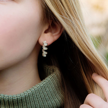 Personalised Silver Scroll Earrings