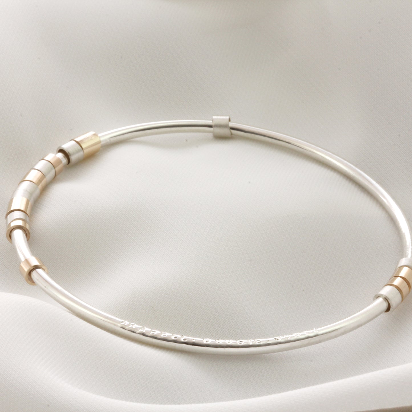 Personalised Silver & Gold Hidden Message Bangle