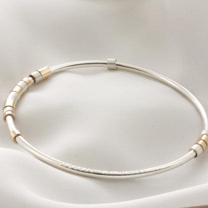 Personalised Silver & Gold Hidden Message Bangle