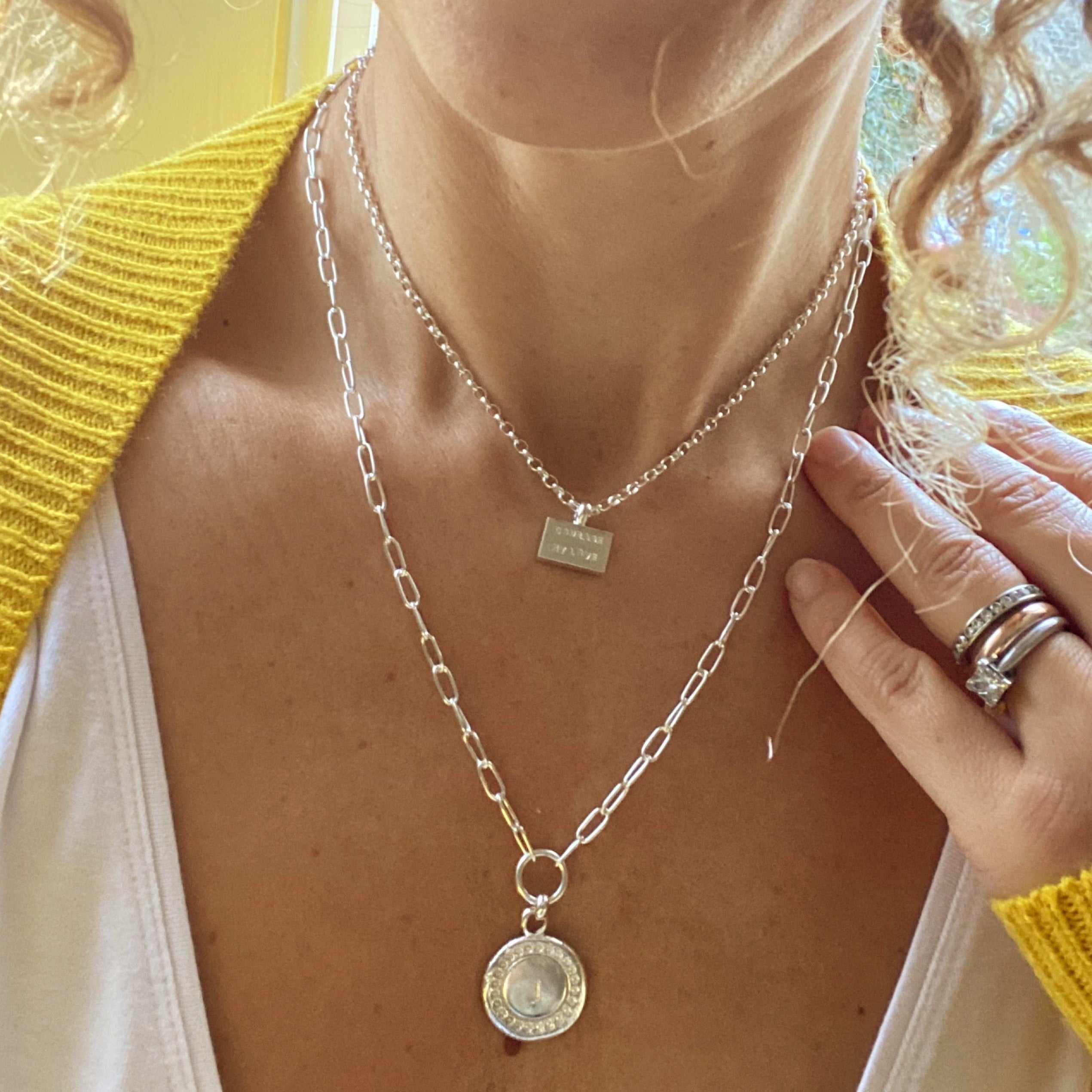 Personalised Initial Medallion Necklace Silver