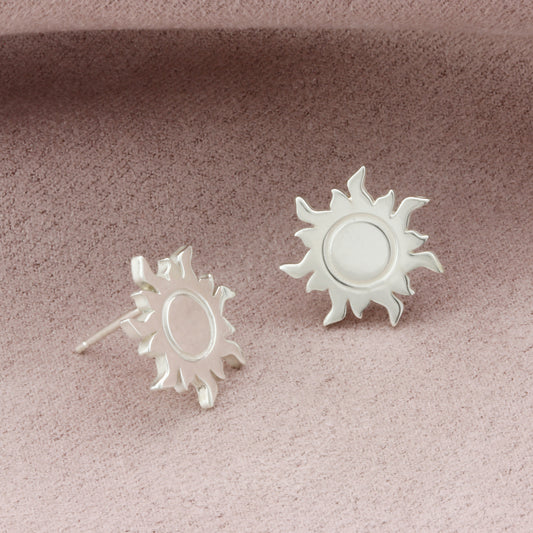 Silver Sun Stud Earrings