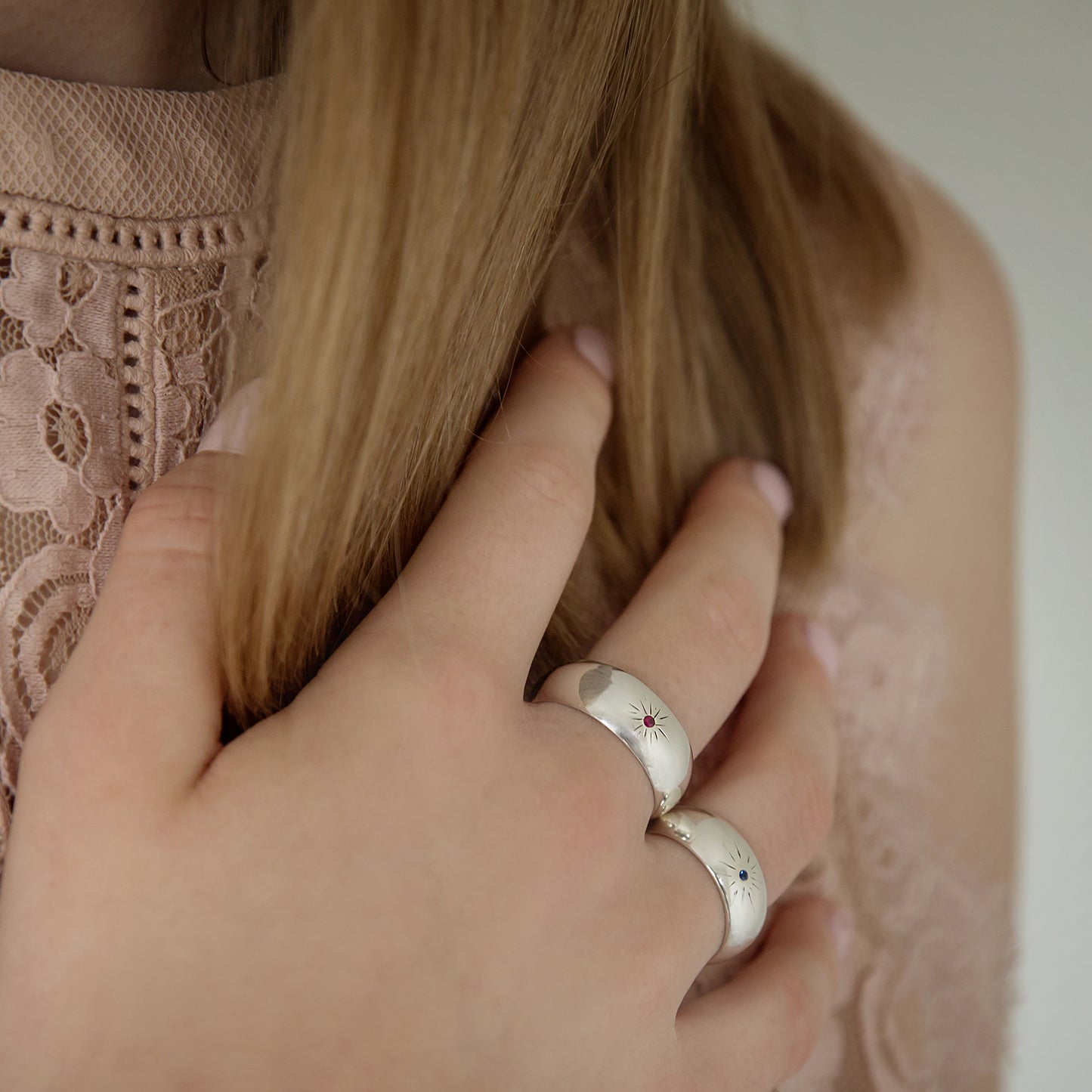 Personalised Silver & Gemstone Sun Burst Ring