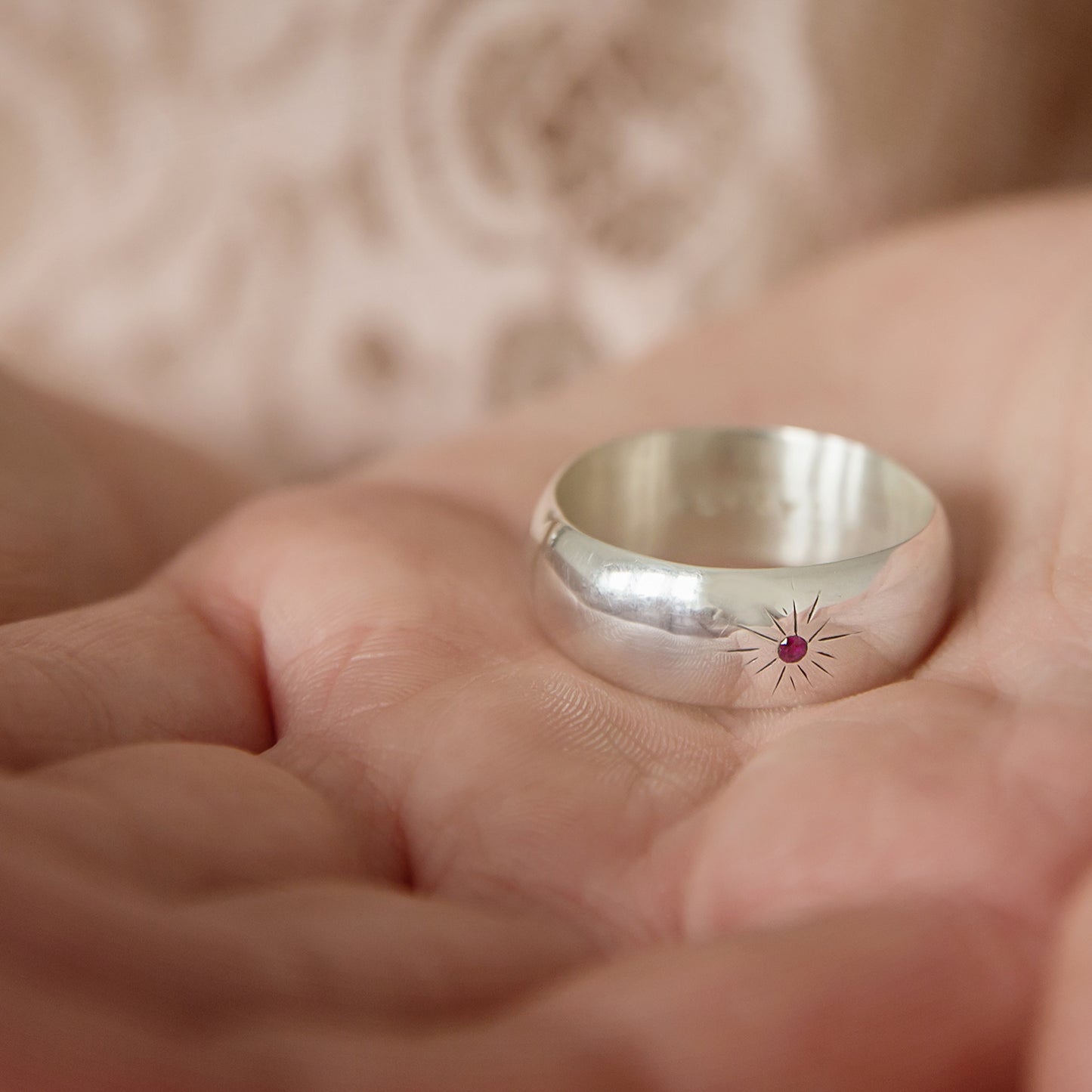 Personalised Silver & Gemstone Sun Burst Ring
