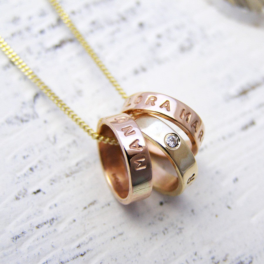 Personalised Gold Trio Pendant - Soremi Jewellery