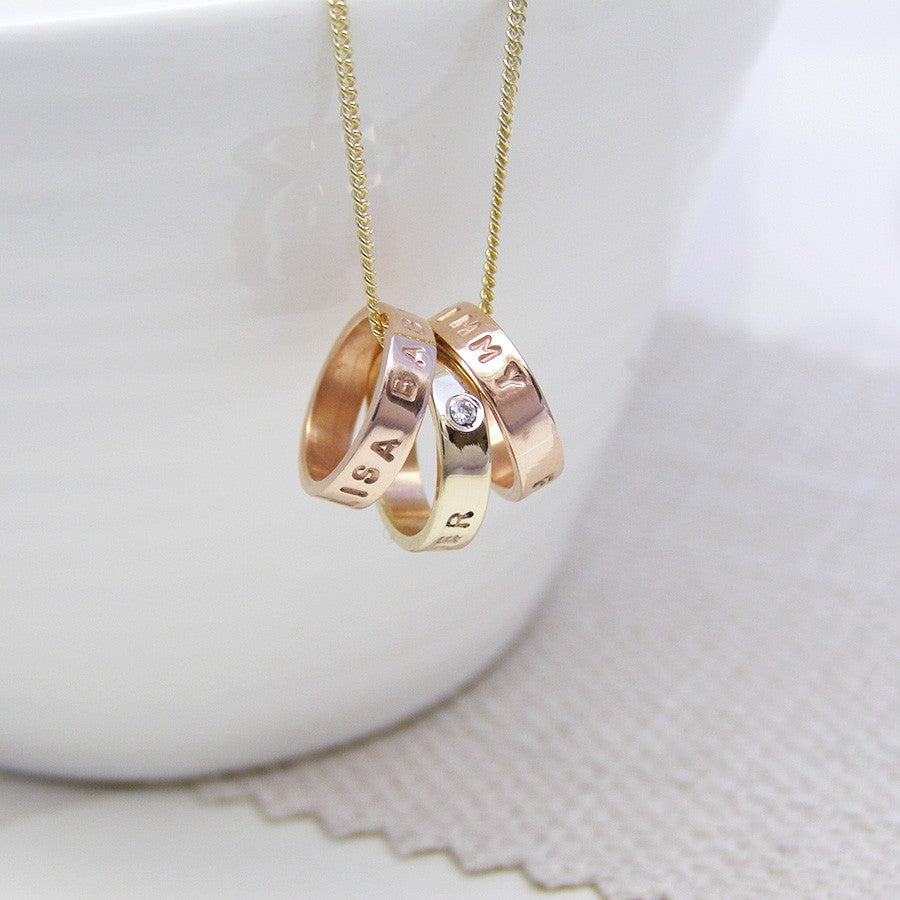 Personalised Gold Trio Pendant - Soremi Jewellery